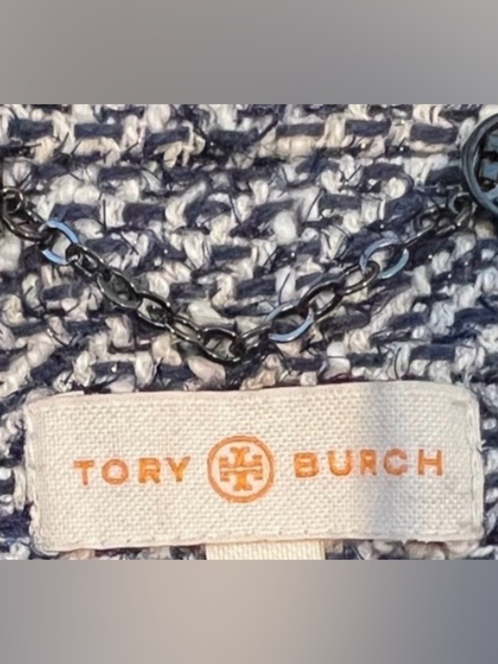 Tory Burch Rosemary Tweed Jacket
Size 10 Navy Blue Fringe
Sequin Crop Blazer - Picture 4 of 5